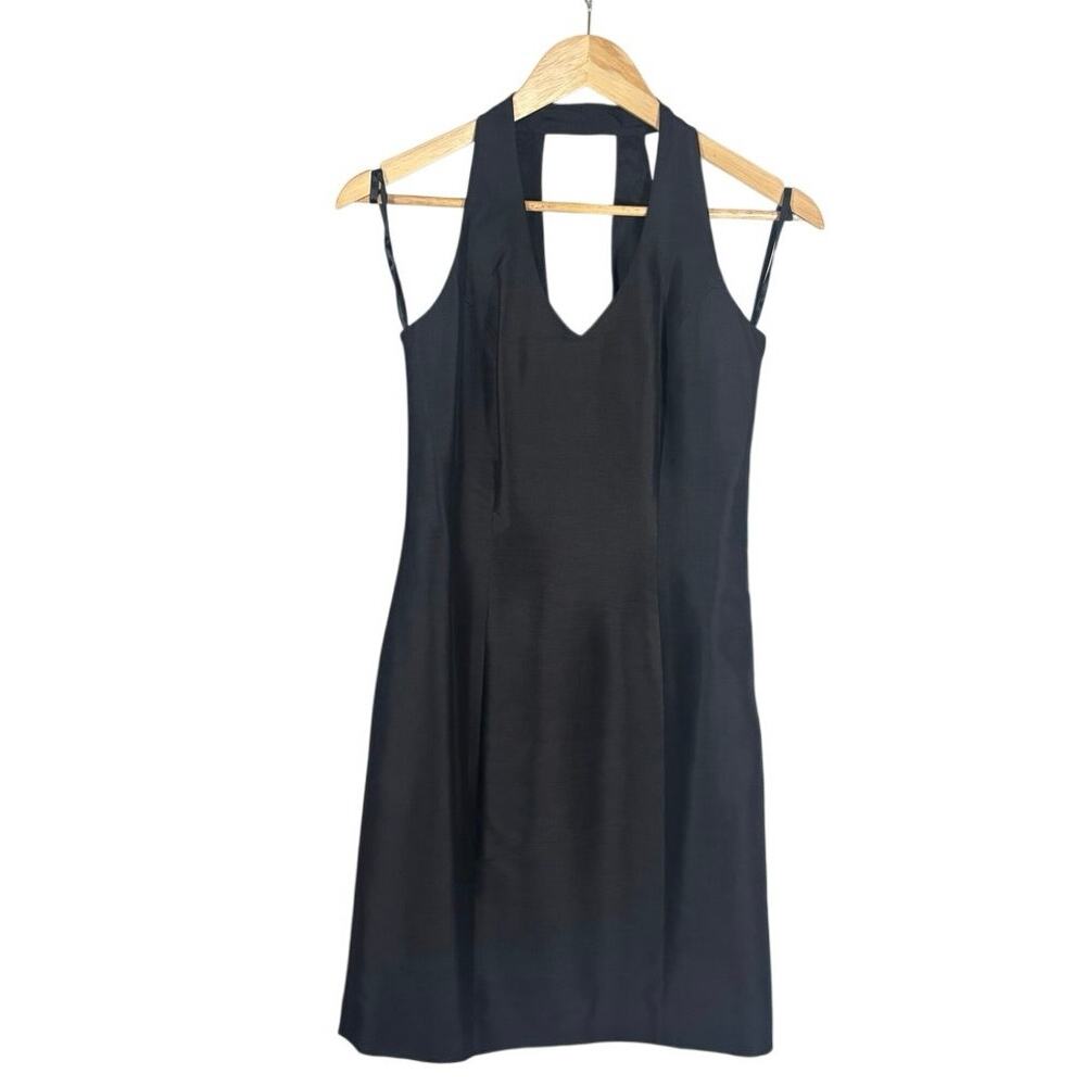 Moda International Womens 2 100% Silk Halter Mini Dress Black Cocktail Party Y2K - Picture 14 of 14
